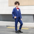 thumbnail image 2 of CUZIBR Baby Outfits Boys Formal Suits Four Piece Shirt Tuxedo Gentlemen Solid Color Jacket Shirts Trousers Bowtie Wedding Party Activist Dress Wear Cute Winter Outfits,Navy,9-10 Years, 2 of 5