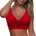 thumbnail image 5 of Gaecuw Womens Swim Bikini Top Padded Bra Summer Criss Cross Front Swimsuit Tops Solid Color Swimwear Tops Push-Up Padded Bathing Suit Tops V-Neck Resortwear Strappy Red L, 5 of 6