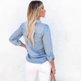 thumbnail image 4 of Camisas vaqueras de manga larga para mujer, blusas informales Vintage con cuello vuelto a la moda para primavera y otoño, tendencia 2023, 4 of 5