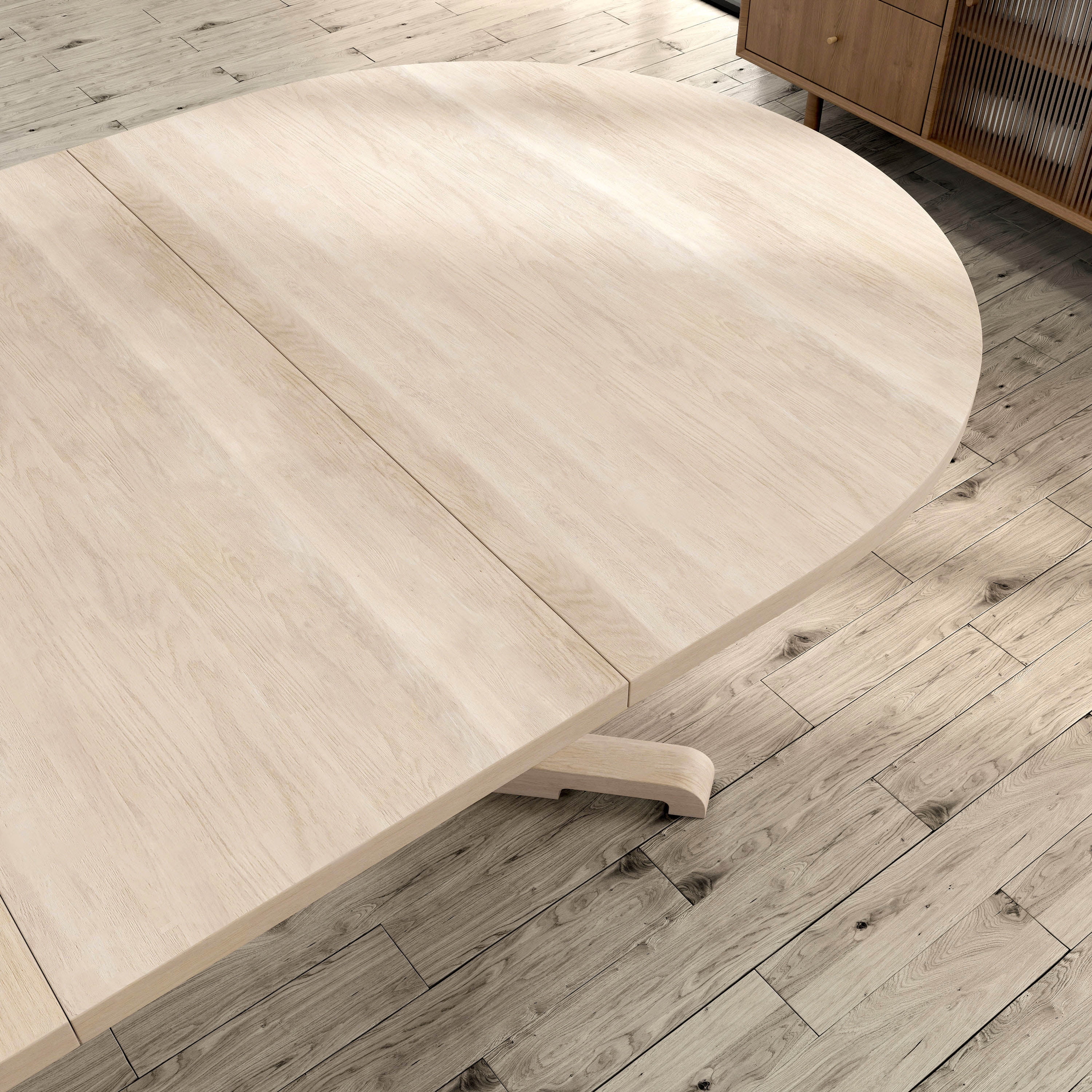 Furniture of America Winsto 78" Oval Extendable Indoor Dining Table, White Oak