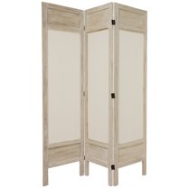 Oriental Furniture 5 1/2 ft. Tall Framed Fabric Room Divider - White - 3 Panel