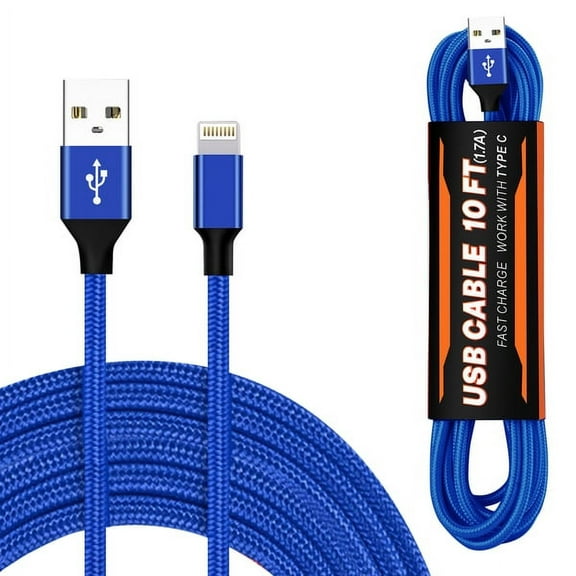 Reiko 1.7A 10Ft USB Cable for IOS in Blue