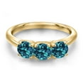 thumbnail image 3 of Gem Stone King 10K Yellow Gold London Blue Topaz Engagement Ring for Women | 2.10 Cttw | Round 5MM | Gemstone November Birthstone | Size 9, 3 of 6