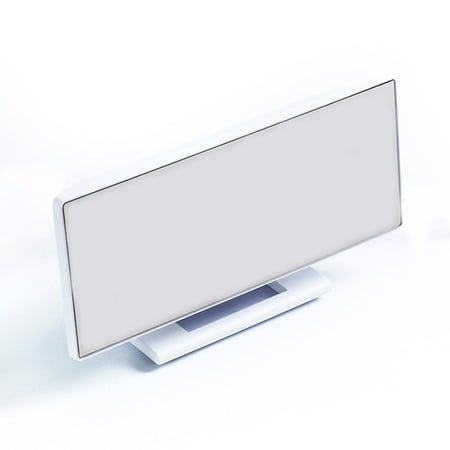LEORX White Electronic Bedside Clock with Slim Mirror Frame LED Digital Time and Alarm