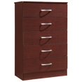 thumbnail image 1 of Hodedah Five Drawer Contemporary Wooden Chest in Mahogany Finish, 1 of 6