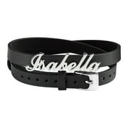 Personalized Women's Silvertone Name Leather Wrap Bracelet and Choker, 14.75"
