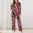 thumbnail image 2 of Salouo Blooming Meadow Pattern Women's Pajamas Set Long Sleeve Button Down Sleepwear Soft Pj Lounge Sets for women 2 Piece Pjs Set with Long Pants-XX-Large, 2 of 7