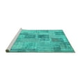thumbnail image 2 of Ahgly Company Machine Washable Indoor Rectangle Patchwork Turquoise Blue Transitional Area Rugs, 6' x 9', 2 of 4