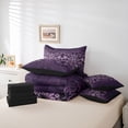 thumbnail image 6 of meiyoeat Vintage Damask Print 7pcs Queen Bedding For Adults,Gothic Bat Bedding Comforter Set Queen For Men Women, Purple Black,Black Reversible, 6 of 7