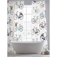 thumbnail image 5 of Bicycles Sheer Curtains 108 Inch Length 2 Panels Set Window Treatments, White Vintage Vehicle Modern Abstract Art Rod Pocket Semi Curtains for Living Room/Bedroom/Kitchen Décor, 104"W x 108"L, 5 of 7