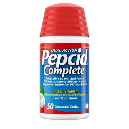 Pepcid Complete Acid Reducer + Antacid Famotidine Chews, Mint, 50 Count