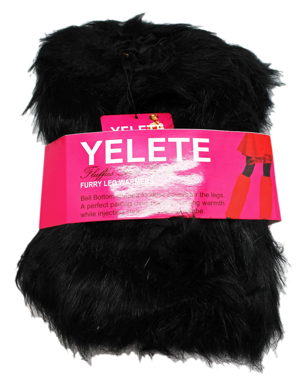 Yelete Solid Black Half-Size Comfy Furry Leg Warmers