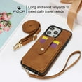 thumbnail image 5 of TECH CIRCLE for iPhone 16 Plus Wallet Case 6.7" 2024, PU Leather Back Cover Case with Stand Function, Built-in Card Slots & Mirror, Portable Lightweight Case with Shoulder Strap & Lanyard, Brown, 5 of 10