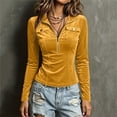 thumbnail image 4 of Fmbrln Womens Henley V Neck Ruched Slim Fit Long Sleeve Shirts Solid Stretchy Casual Basic Tee Tops, 4 of 5