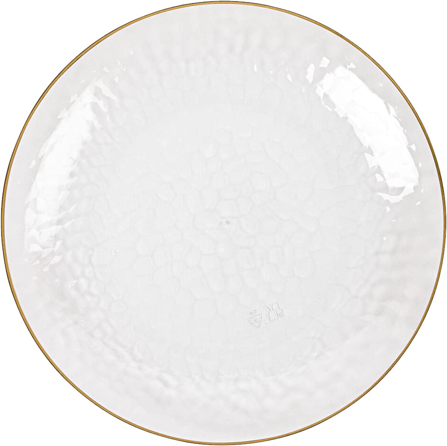 EcoQuality 9 inch Round Hammered Clear Plastic Dinner Plates with Gold Rim  - China Like Party Plates, Heavy Duty Large Disposable Charger Salad Plate