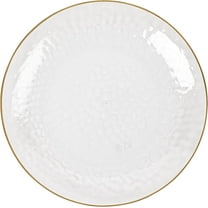 EcoQuality 7" inch Round Hammered Clear Plastic Dinner Plates with Gold Rim - China Like Party Plates, Heavy Duty Large Disposable Charger Salad Plate Weddings, Serveware, Tableware (80 Pack)