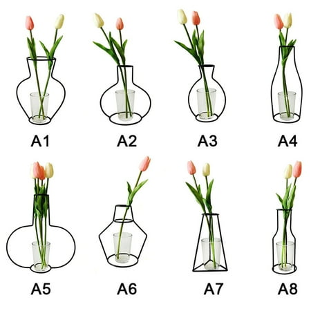 Wrought Iron Accents Ins explosion models dry flower vase creative wrought iron vase decoration artificial flower flower arrangement A4 (F section) 10*24 without cup ()