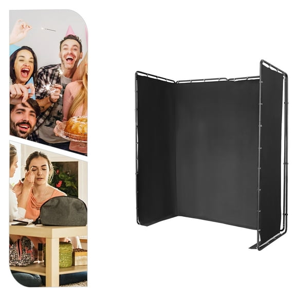 ChicHomey Adjustable and Foldable Background Support Stand with Black Polyester Cloth, 4x2.4m, Perfect for Photography and Stage Backdrops