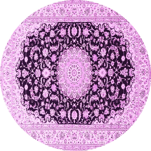 Ahgly Company Indoor Round Medallion Pink Traditional Area Rugs, 6' Round