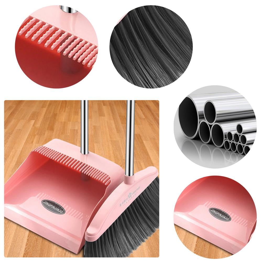 fuones broom and dustpan set, cleaning supplies broom and dustpan set for  home, 48 long stainless