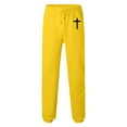 thumbnail image 4 of Casual Pants for Men Elastic Waist Drawstring Comfortable Joggers Loose Fall Winter Daily Wear Warm Slacks for Men Yellow L, 4 of 4