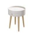 thumbnail image 2 of 18"H Round Coffee Table, Modern Small Side Table with Wood Legs and Storage Drawer, Simple Home End Table with White Tray for Living Room, Bedroom, Office, 2 of 8