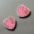thumbnail image 5 of Cancer Awareness Earrings Pink Ribbon Alloy Jewelry Inspirational Gift for Women Survivors Strength of a Fighter Tiny Hoop Earrings Support Jewelry for Cancer Patients and Caregivers, 5 of 5