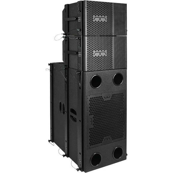 Sound Town Mode Audio Series Passive Line Array Speaker System with One Dual 15-inch Subwoofer, Two 10-inch Line Array Speakers, Italian Drivers, Black (FILA-215S10.1X2)