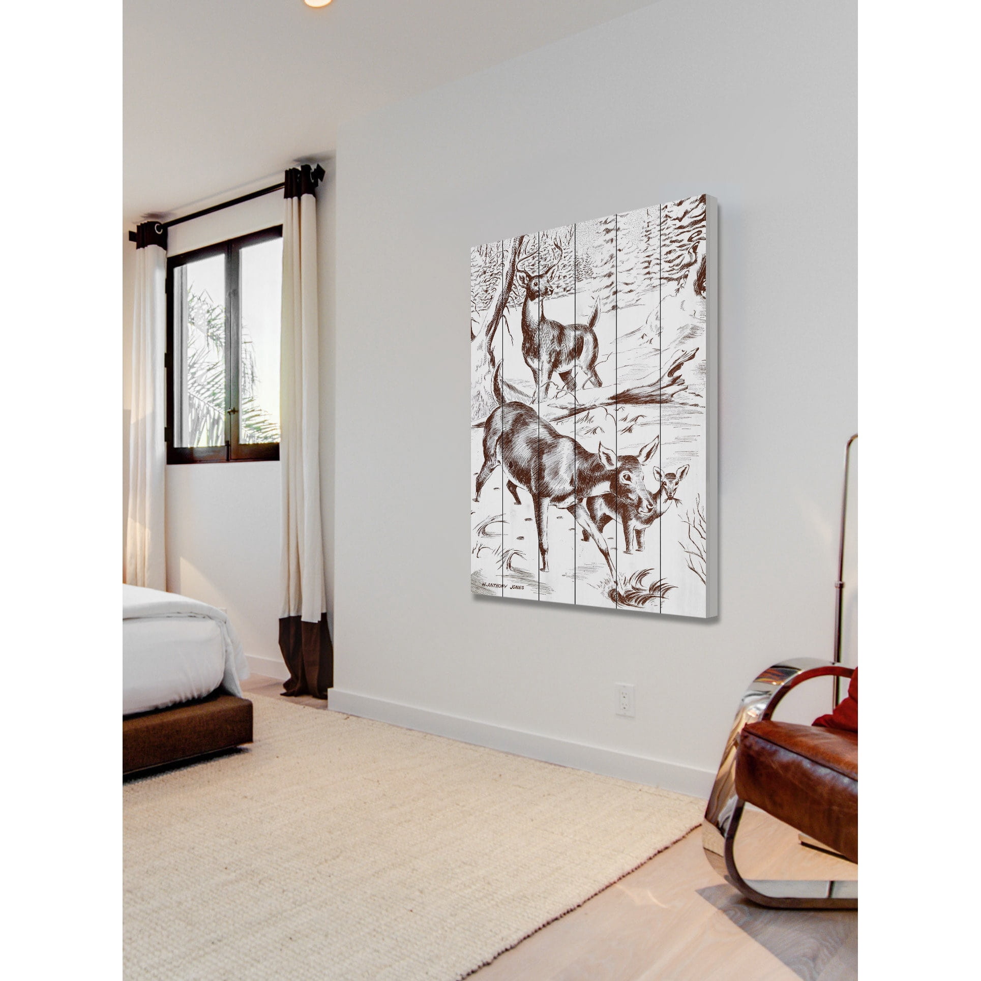 Marmont Hill "Deer" Painting Print on White Wood