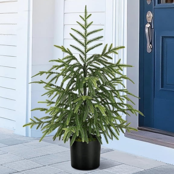 RUPKUL 2FT Real Touch Norfolk Pine Tree with Pot, Artificial Mini Christmas Tree, Realistic Faux Plant for Indoor Living Room