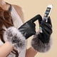 thumbnail image 3 of 4. Guantes de invierno para mujer para clima frío, piel sintética y puño de piel sintética suave, accesorio de fiesta con forro térmico, 3 of 3