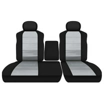 Fits 2001-2003 Ford F-150 Velour Seat Covers 40/60 Bench w Opening Console,2HR:Blk Silver