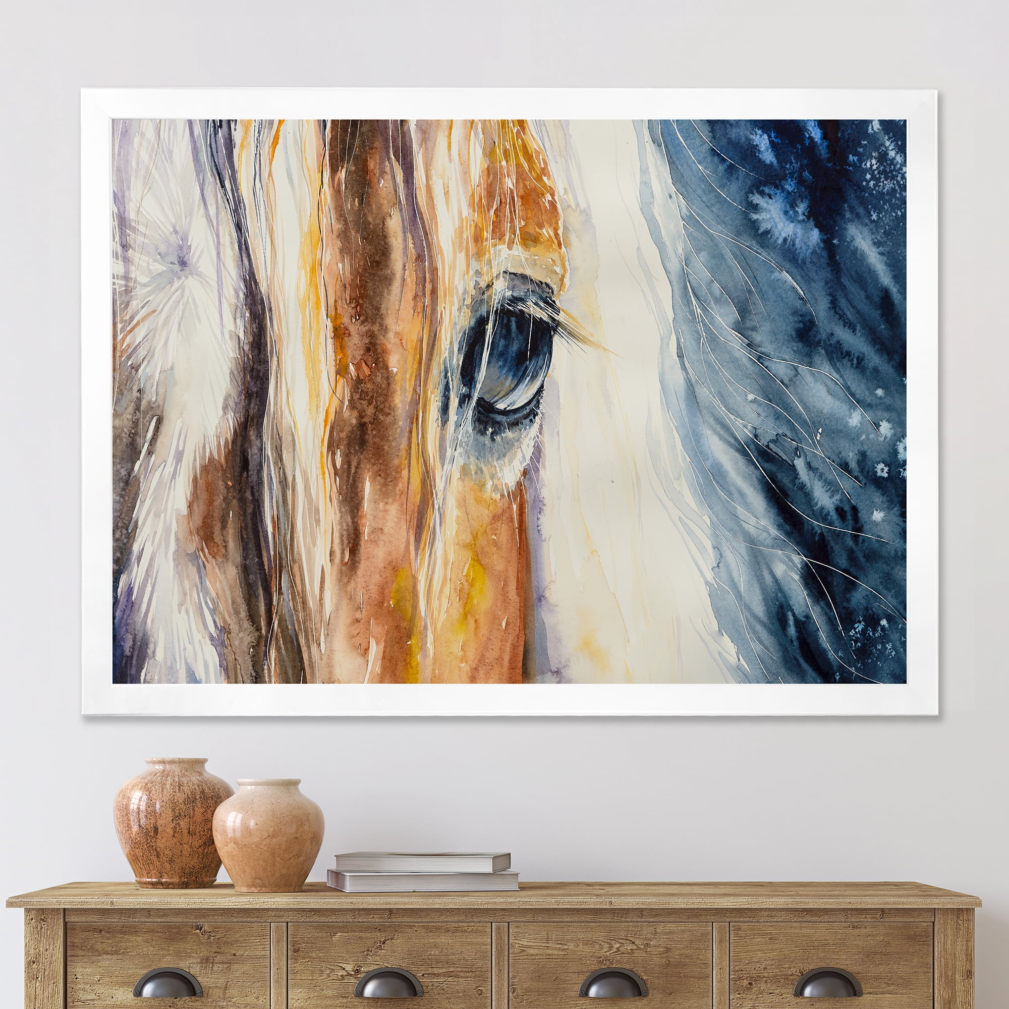 Designart 'Abstract Close-Up of A Beautiful Horses Eye I' Farmhouse Framed Art Print