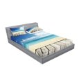 thumbnail image 2 of Ambesonne Landscape Fitted Sheet & Pillow Sham Set, Exotic Ocean Nautical, Queen, Cream Turquoise White, 2 of 2