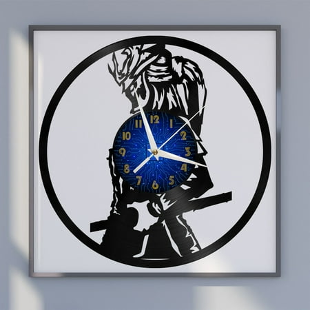 Mysterious Japanese Samurai 12 Inch Vinyl Record Wall Clock - Silent, Creative, and Unique Clock for Living Room, Entryway, or Bedroom Decor - Perfect Gift Idea(12 inchs B without LED)