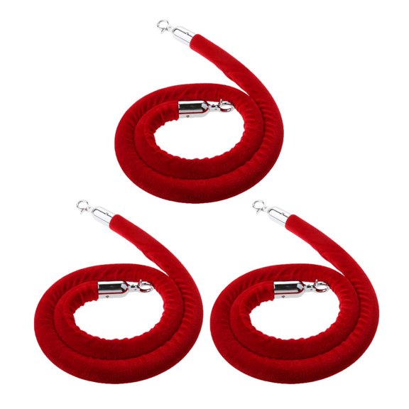 3pcs Barrier Crowd Control Queue Line Rope Belt w/ Polished Hooks