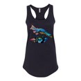 thumbnail image 2 of Trippy California Rainbow Neon Wolf Mountain Silhouette | Womens Animal Lover Jersey Racerback Tank Top, Black, Small, 2 of 4