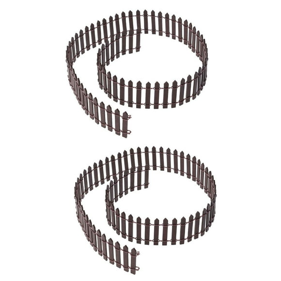 Shisuyan Miniature Garden Accessories 2Set Mini Fence Model Coffee Color Wood 35.37X1.97X0.12in