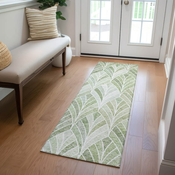 Addison Rugs Chantille Indoor/Outdoor Transitional Geometric Sage Washable Runner Rug, 2'3" x 7'6"