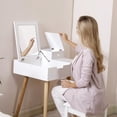thumbnail image 3 of ViscoLogic Daphne Flip-Top Makeup Bedroom Vanity Table | White, 3 of 6