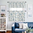 thumbnail image 2 of Rustic Blue Kitchen Curtains Valances and Tiers Set of 3 Floral Leaf Vintage Beige Background Farmhouse Tier Curtains and Valance with Rod Pocket for Small Windows, 27.5"x24", 2 of 9