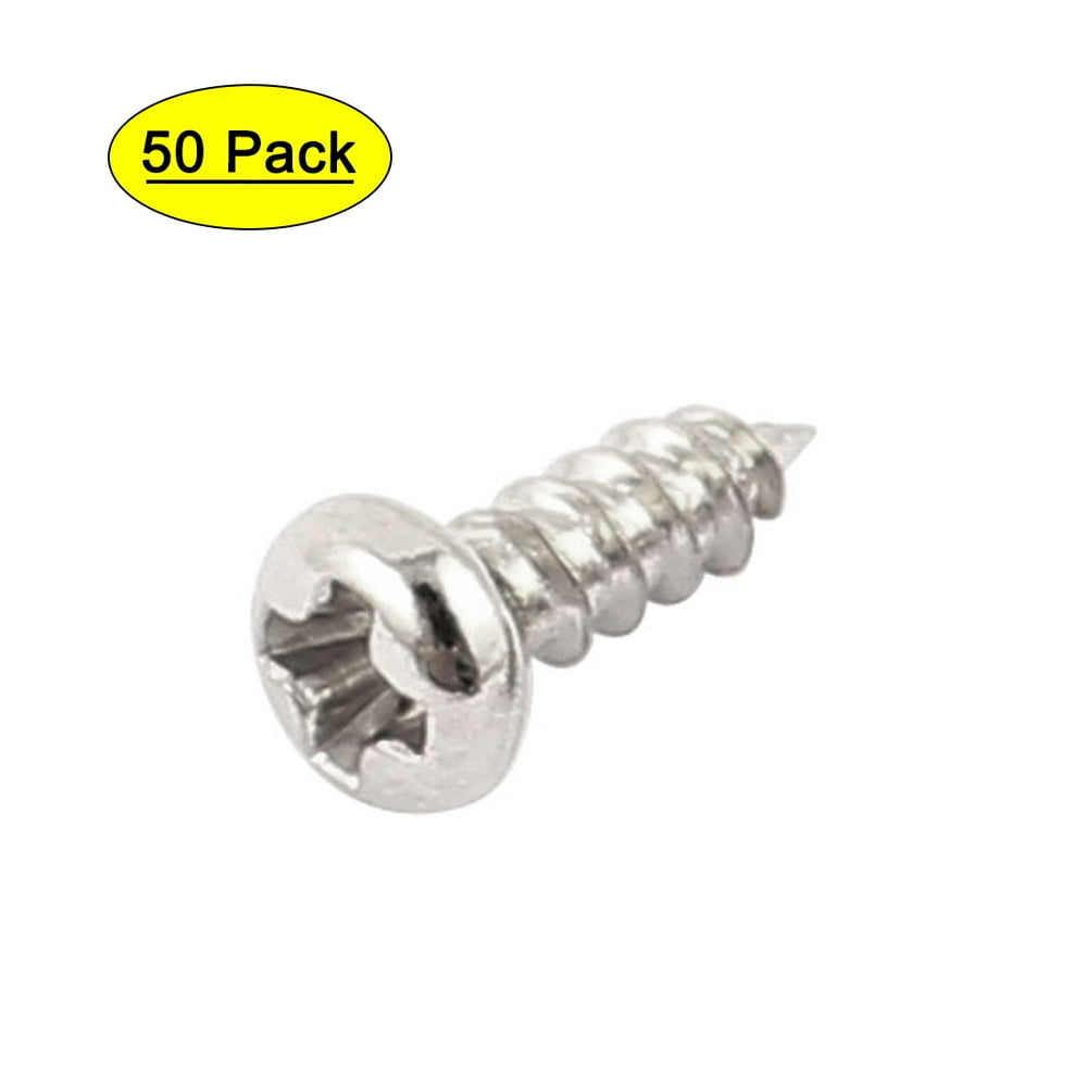 50 Pcs M2 x 6mm Stainless Steel Round Head Self Tapping Screws Bolts