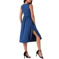 thumbnail image 3 of Unique Bargains Robe d'Été Sans Manches Col en V Décontractée Midi de Plage avec Poches Bleu TG, 3 of 5