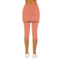 thumbnail image 5 of Wyobmus Women Tennis Skirted Leggings Comfy High Waisted Capri Yoga Leggings Tennis Skorts Active Gym Capri Tights With Mini Skirt A-Pink, 5 of 6