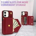 thumbnail image 4 of Allytech Wallet Case Cover for Apple iPhone 11 6.1", Premium PU Leather Multiple Cards Slots Large Space Wallet Case with Crossbody Shoulder Strap for Girls Women - Red, 4 of 5
