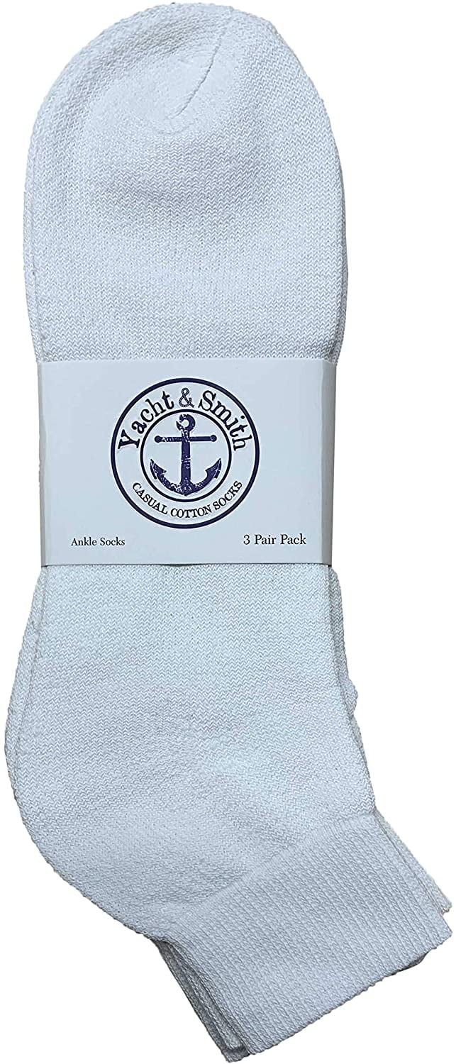 SOCKS’NBULK 12 Pairs Of Mens White Athletic Sports Ankle Socks, Cotton Size 10-13