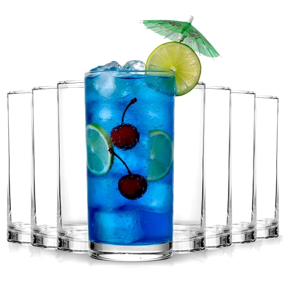 KICHLY Clear Drinking Glasses, Pack of 8 Tumbler Cups, 16 Ounce, Reusable Plastic Cups Set, BPA Free, Stackable, Break Resistant, Lightweight & Dishwasher Safe Plastic Drinking Water Cup Set