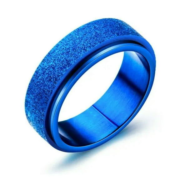 Men's 6MM Blue/Black/Rose Gold/Rainbow Spinner Band Stainless Steel Ring Sz 5-12