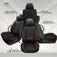 thumbnail image 3 of Seat Covers Custom Fit for 2019-2024 2025 Chevrolet Chevy Silverado GMC Sierra 1500 2500HD 3500HD Trail Boss Z71 Crew Double Extended Cab Leather Truck Car Seat Covers Full Set (Red Line), 3 of 7