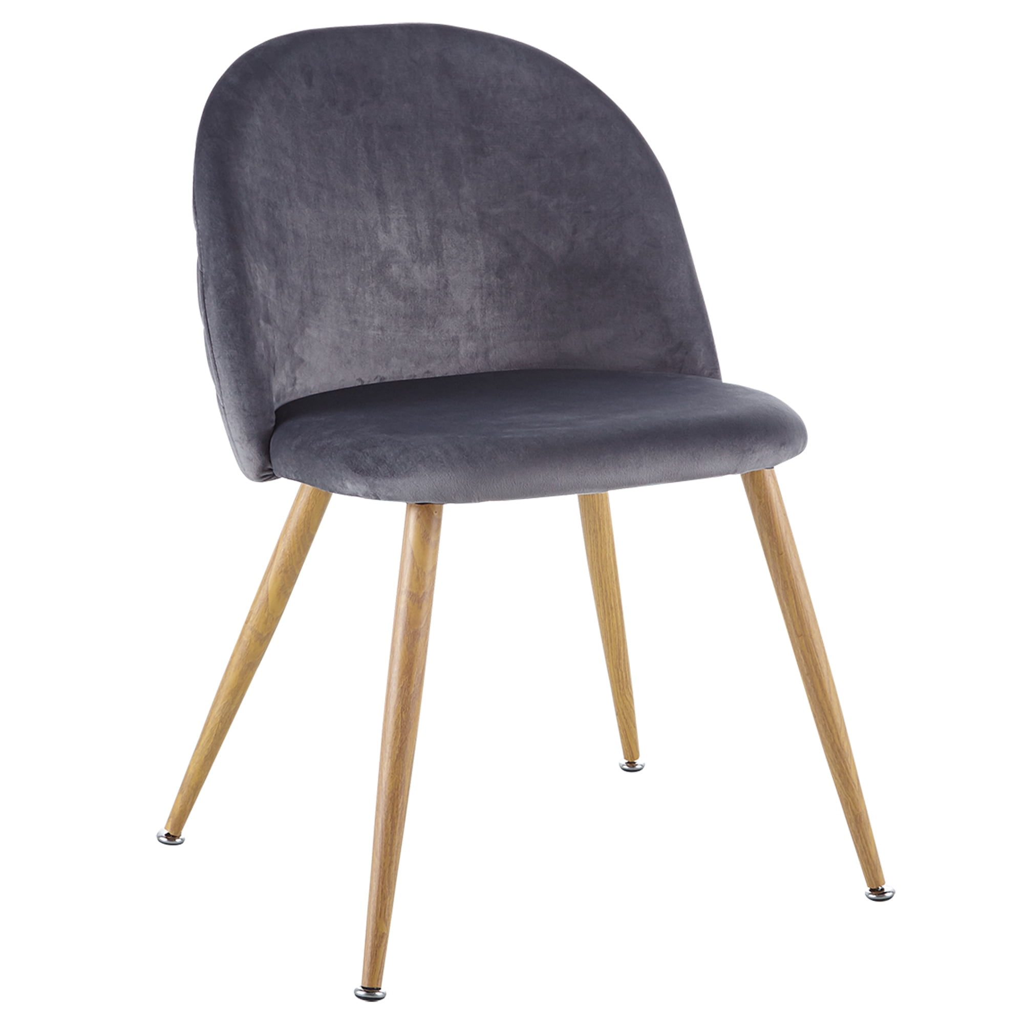 Kepooman Set of 2 Velvet Upholstered Dining Chairs with Backrest, Gray Kepooman Set of 2 Velvet Upholstered Dining Chairs with Backrest, Gray